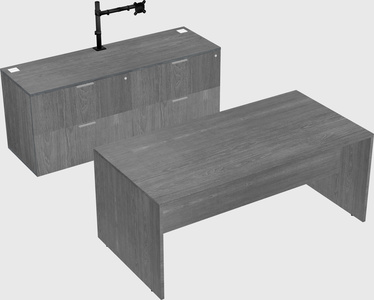 Parallel desk with credenza