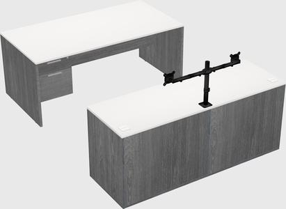 Parallel desk with credenza