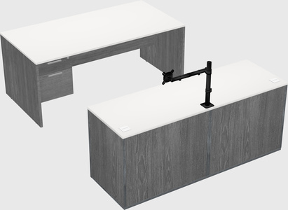 Parallel desk with credenza