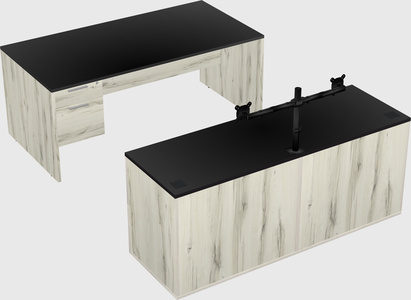 Parallel desk with credenza