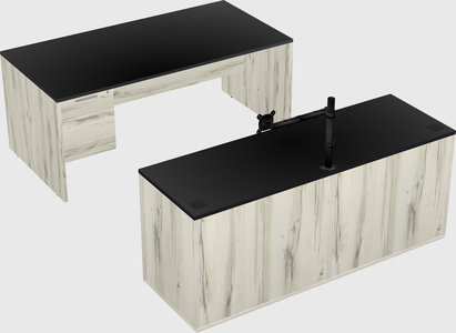 Parallel desk with credenza