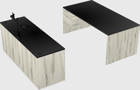 Parallel desk with credenza