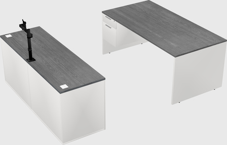 Parallel desk with credenza