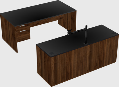 Parallel desk with credenza