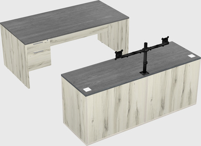 Parallel desk with credenza