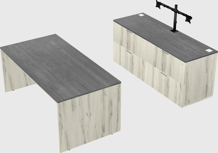 Parallel desk with credenza