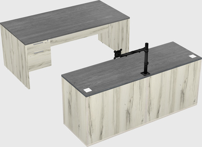 Parallel desk with credenza