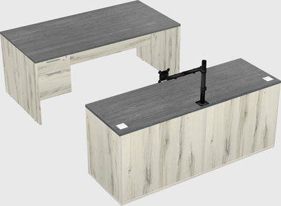 Parallel desk with credenza