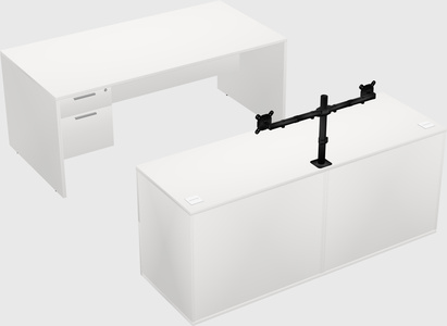 Parallel desk with credenza
