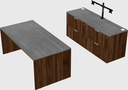 Parallel desk with credenza