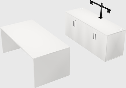 Parallel desk with credenza