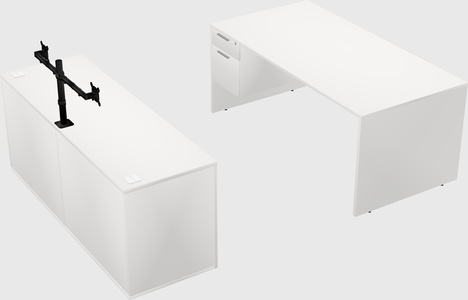 Parallel desk with credenza