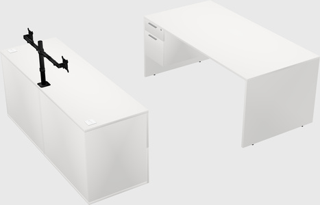 Parallel desk with credenza