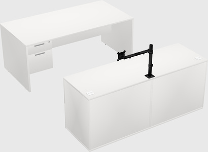 Parallel desk with credenza