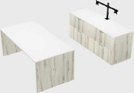 Parallel desk with credenza