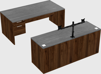 Parallel desk with credenza