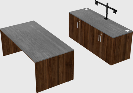 Parallel desk with credenza