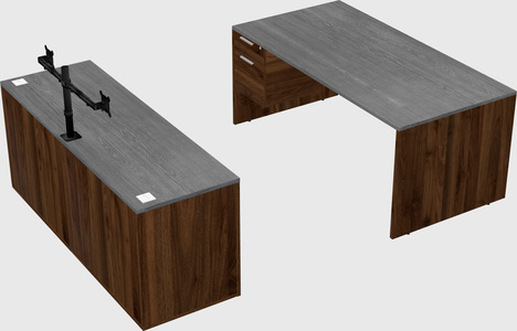 Parallel desk with credenza