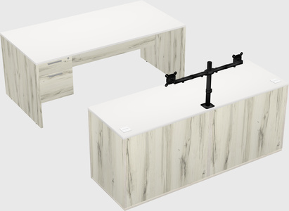 Parallel desk with credenza
