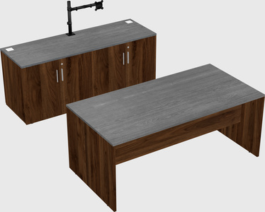 Parallel desk with credenza