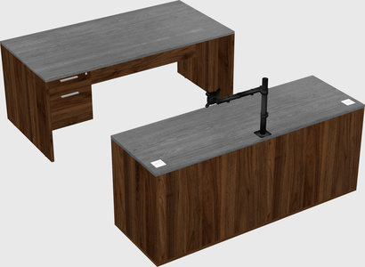 Parallel desk with credenza