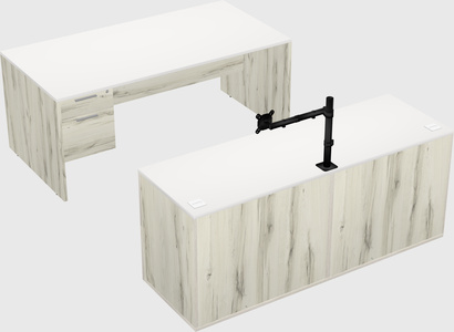 Parallel desk with credenza