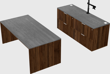 Parallel desk with credenza