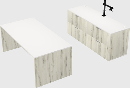 Parallel desk with credenza