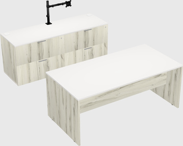 Parallel desk with credenza