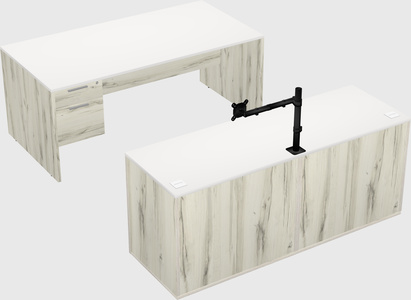 Parallel desk with credenza