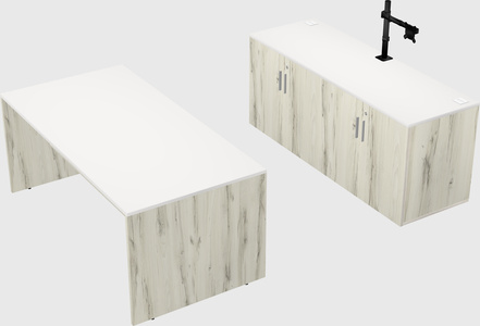 Parallel desk with credenza