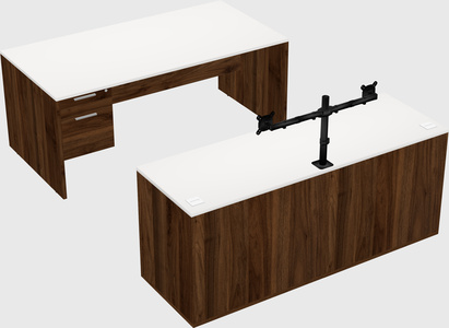 Parallel desk with credenza