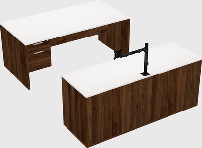 Parallel desk with credenza