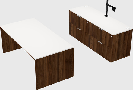 Parallel desk with credenza