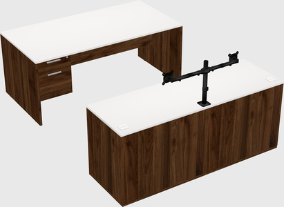 Parallel desk with credenza