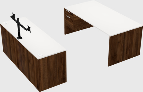 Parallel desk with credenza