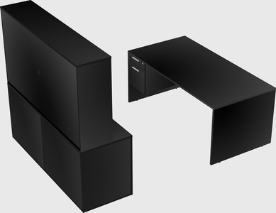 Parallel desk with credenza