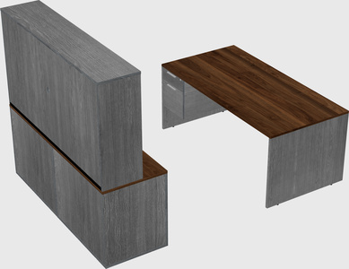 Parallel desk with credenza