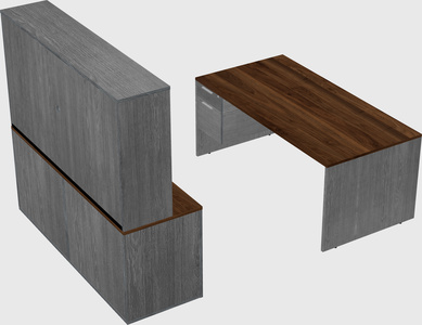 Parallel desk with credenza
