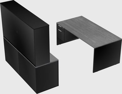 Parallel desk with credenza