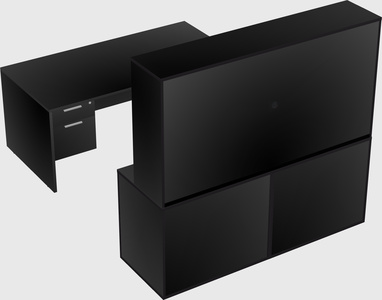 Parallel desk with credenza