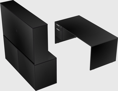 Parallel desk with credenza