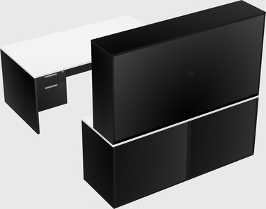 Parallel desk with credenza