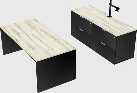 Parallel desk with credenza