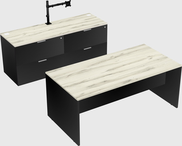 Parallel desk with credenza