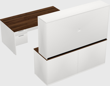 Parallel desk with credenza