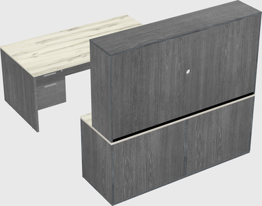 Parallel desk with credenza