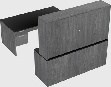 Parallel desk with credenza