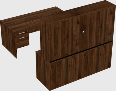 Parallel desk with credenza