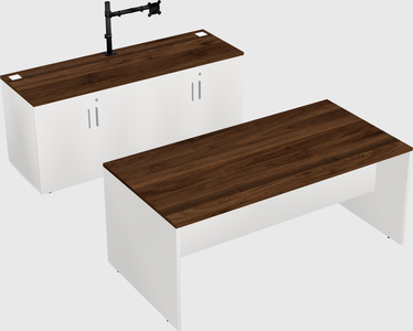 Parallel desk with credenza